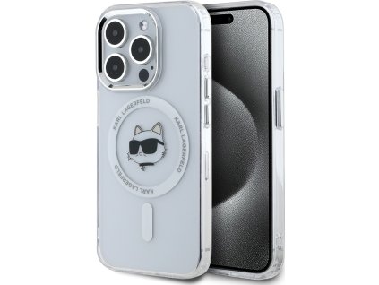 Karl Lagerfeld Ochranný kryt na iPhone 15 Pro MAX - Karl Lagerfeld, IML Choupette Head MagSafe Transparent KLHMP15XHLSCHH