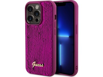 Guess Ochranný kryt na iPhone 14 Pro MAX - Guess, Sequin Script Logo Magenta GUHCP14XPSFDGSF