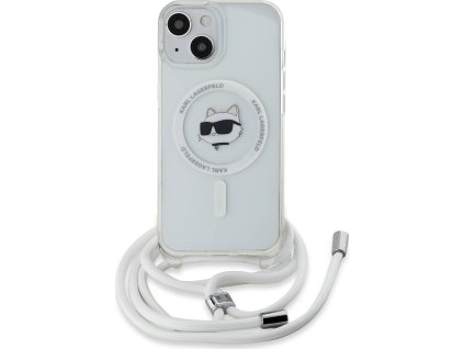 Karl Lagerfeld Ochranný kryt na iPhone 15 - Karl Lagerfeld, IML Crossbody Choupette Head Magsafe Transparent KLHMP15SHCCHNT