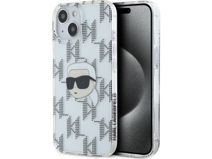 Karl Lagerfeld Ochranný kryt na iPhone 15 - Karl Lagerfeld, IML Electroplated Karl Head Transparent KLHCP15SHKLPKHT