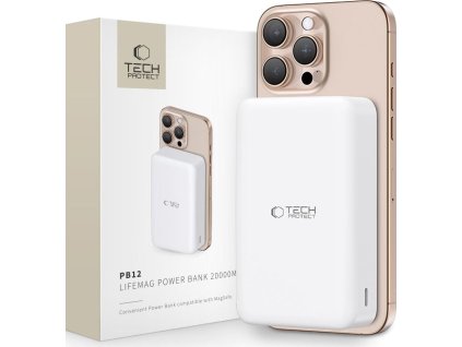 Tech-Protect Powerbanka s MagSafe pro iPhone - Tech-Protect, PB12 LifeMag 20000mAh White
