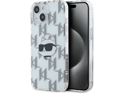 Karl Lagerfeld Ochranný kryt na iPhone 15 - Karl Lagerfeld, IML Electroplated Choupette Head Transparent KLHCP15SHKLPCHT