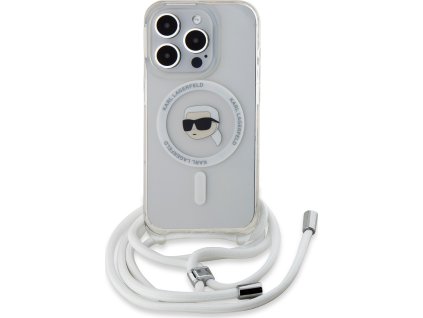 Karl Lagerfeld Ochranný kryt na iPhone 15 Pro MAX - Karl Lagerfeld, IML Crossbody Karl Head Magsafe Transparent KLHMP15XHCKHNT