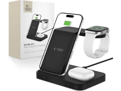 Tech-Protect Bezdrátová nabíječka pro iPhone, Apple Watch a AirPods - Tech-Protect, QI15W-A37 Wireless Charger