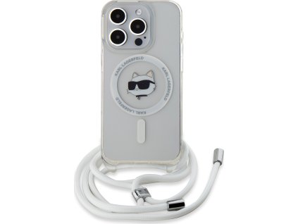 Karl Lagerfeld Ochranný kryt na iPhone 15 Pro MAX - Karl Lagerfeld, IML Crossbody Choupette Head Magsafe Transparent KLHMP15XHCCHNT