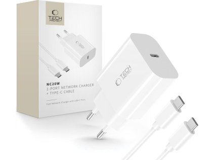 Tech-Protect USB-C nabíječka do sítě - Tech-Protect, NC20W + USB-C kabel