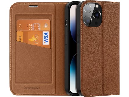 DuxDucis Knížkové pouzdro pro iPhone 14 Pro MAX - DuxDucis, SkinX2 Brown