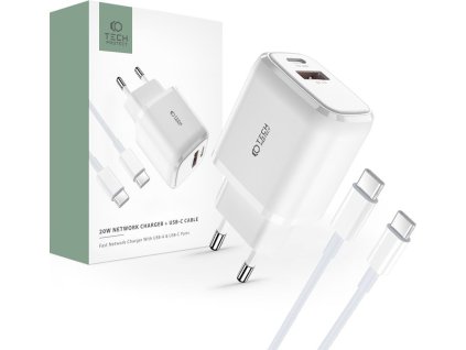 Tech-Protect Nabíjecí USB adaptér do sítě - Tech-Protect, PD20W/QC3.0 + USB-C kabel