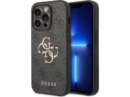 Guess Ochranný kryt na iPhone 15 Pro - Guess, 4G Metal Logo Gray GUHCP15L4GMGGR