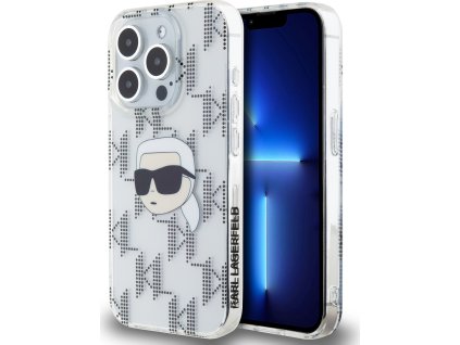 Karl Lagerfeld Ochranný kryt na iPhone 15 Pro - Karl Lagerfeld, IML Electroplated Karl Head Transparent KLHCP15LHKLPKHT