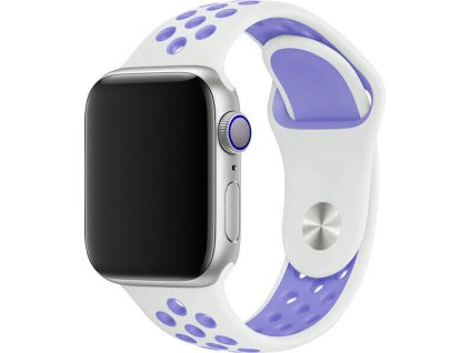 Sportovní řemínek na Apple Watch - Bílo-fialový (Velikost 38/40/41mm, Obvod S-M (menší až střední obvod zápěstí), Barva Bílo-fialová)