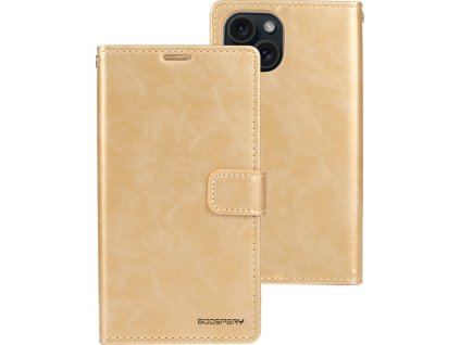 Ochranné pouzdro na iPhone 15 - Mercury, Bluemoon Diary Gold
