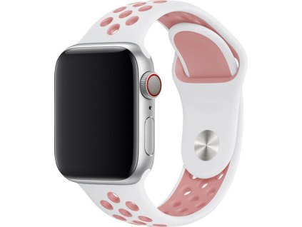 Sportovní řemínek na Apple Watch - Bílo-světle růžový (Velikost 38/40/41mm, Obvod S-M (menší až střední obvod zápěstí), Barva Bílo-růžová)