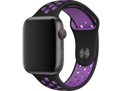 Sportovní řemínek na Apple Watch - Černo-fialový (Barva Černá, Velikost 38/40/41mm, Obvod S-M (menší až střední obvod zápěstí))