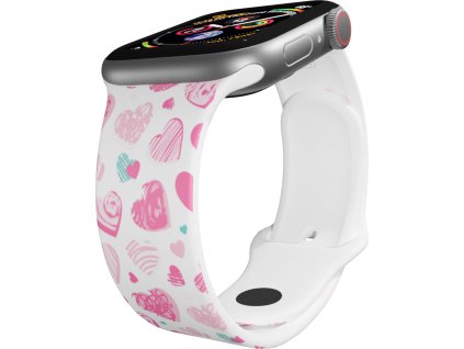 Apple watch řemínek Růžová a modrá srdíčka