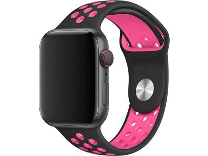 Sportovní řemínek na Apple Watch - Černo-růžový (Velikost 38/40/41mm, Obvod S-M (menší až střední obvod zápěstí), Barva Růžovo-černá)