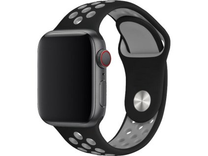 Sportovní řemínek na Apple Watch - Černo-šedý (Velikost 38/40/41mm, Obvod S-M (menší až střední obvod zápěstí), Barva Černo-šedá)