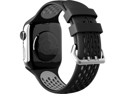 Perforovaný řemínek s dvojitým zapínáním pro Apple Watch 42/44/45/46/49mm (Barevná varianta Černo-Šedý)