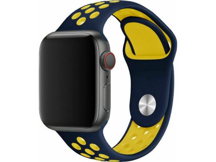 Sportovní řemínek na Apple Watch - Darkblue-Yellow (Velikost 38/40/41mm, Obvod S-M (menší až střední obvod zápěstí), Barva Dark-blue-yellow)