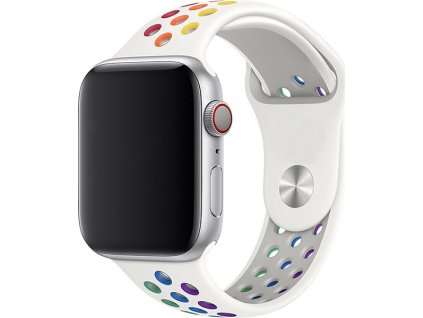 Sportovní řemínek na Apple Watch - Rainbow white (Velikost 38/40/41mm, Obvod S-M (menší až střední obvod zápěstí), Barva Rainbow white)