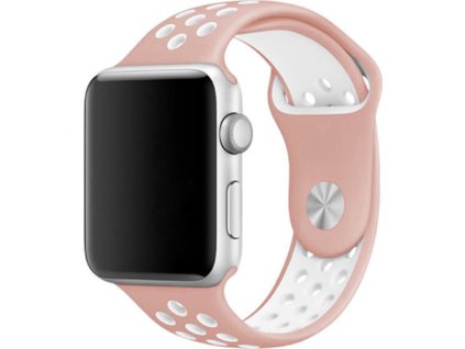 Sportovní řemínek na Apple Watch - Růžovo-bílý (Velikost 38/40/41mm, Obvod S-M (menší až střední obvod zápěstí), Barva Bílo-růžová)