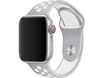 Sportovní řemínek na Apple Watch - Stříbrno-bílý (Velikost 38/40/41mm, Obvod S-M (menší až střední obvod zápěstí), Barva Silver white)