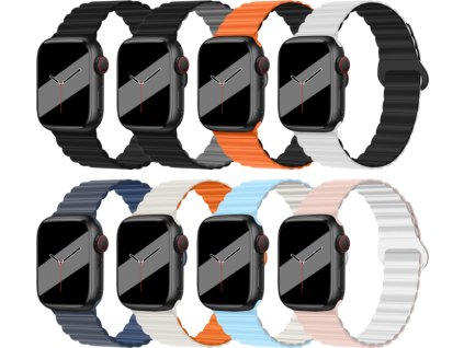 Silikonový magnetický řemínek pro Apple Watch 42/44/45/46/49mm (Barva Černá)