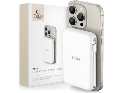 Tech-Protect Powerbanka s MagSafe pro iPhone - Tech-Protect, PB31 LifeMag 10000mAh White
