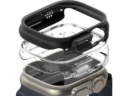 Ringke Pouzdro / kryt pro Apple Watch 49mm - Ringke, Slim Clear & Black (2ks)