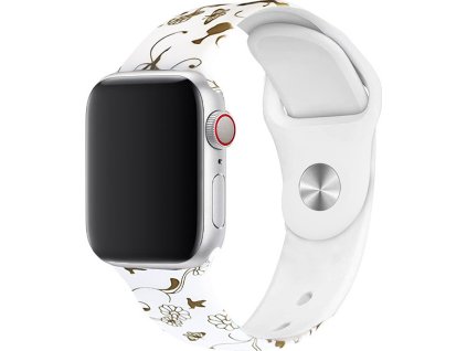 Řemínek s potiskem pro Apple Watch - Heřmánek (Barva Bílá, Velikost 38/40/41mm, Obvod M-L (střední až větší obvod zápěstí))