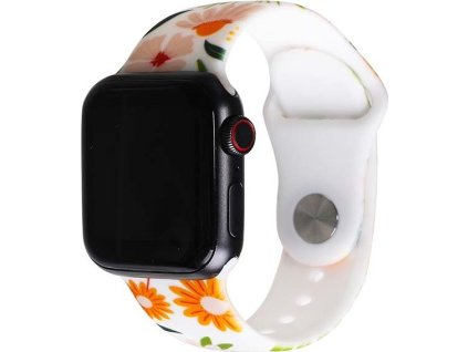 Řemínek s potiskem pro Apple Watch - Kapradí (Barva Bílá, Velikost 38/40/41mm, Obvod M-L (střední až větší obvod zápěstí))