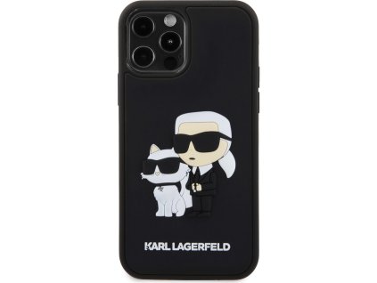 Karl Lagerfeld Ochranný kryt na iPhone 12 / 12 Pro - Karl Lagerfeld, 3D Rubber Karl and Choupette Black KLHCP12M3DRKCNK