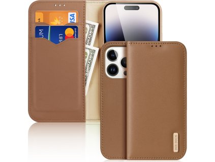 Knížkové pouzdro na iPhone 14 Pro - DuxDucis, Hivo Brown