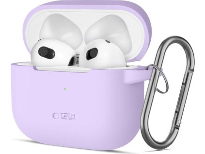 Tech-Protect Pouzdro s karabinou na sluchátka AirPods 3 - Tech-Protect, Silicone Hook Lavender