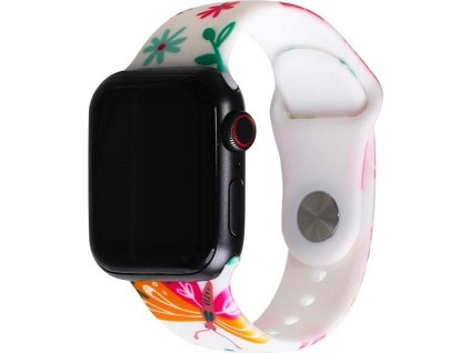 Řemínek s potiskem pro Apple Watch - Letní zahrada (Barva Bílá, Velikost 38/40/41mm, Obvod S-M (menší až střední obvod zápěstí))
