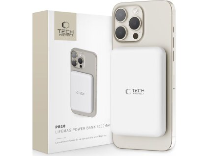 Tech-Protect Powerbanka s MagSafe pro iPhone - Tech-Protect, PB10 LifeMag 5000mAh White