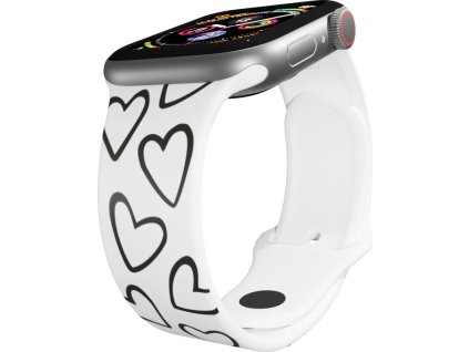 Apple watch řemínek Srdce černobílá