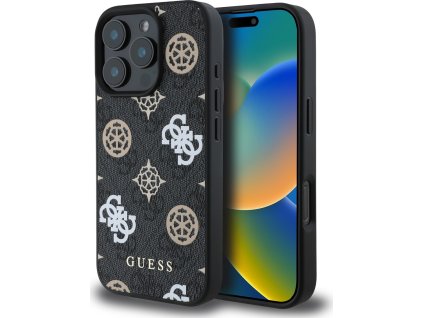 Guess Ochranný kryt na iPhone 16 Pro MAX - Guess, 4G Peony MagSafe Black GUHMP16XP4PWPK