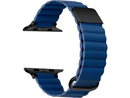 Stylový kožený řemínek s magnetem pro Apple Watch - Tmavě modrý (Velikost 38/40/41mm, Barva Tmavě modrá)