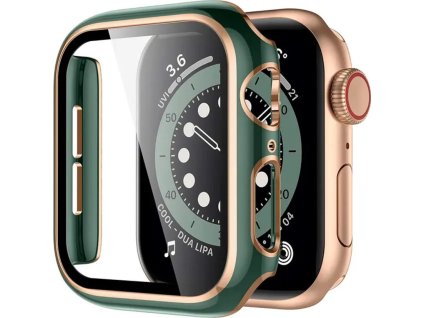 Lesklé ochranné pouzdro s tvrzeným sklem - Zelené se zlatým obrysem (Barva Marine Green, Velikost 38mm)