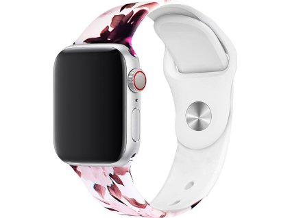 Řemínek s potiskem pro Apple Watch - Rosaria (Barva Bílá, Velikost 38/40/41mm, Obvod M-L (střední až větší obvod zápěstí))