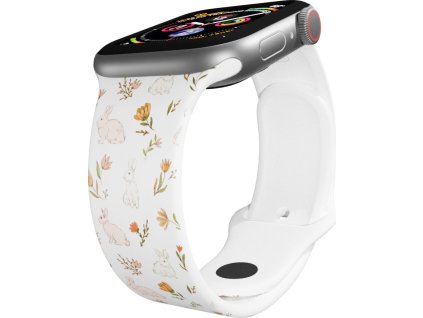 Apple watch řemínek Zajíci s kytkama (Rozměr 38/40/41mm)