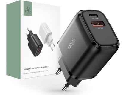 Tech-Protect Rychlá nabíječka do sítě - Tech-Protect, PD20W/QC3.0 Black
