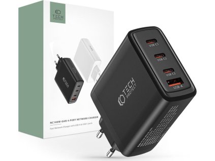 Tech-Protect Rychlá nabíječka do sítě - Tech-Protect, NC100W PD100W/QC3.0 Black