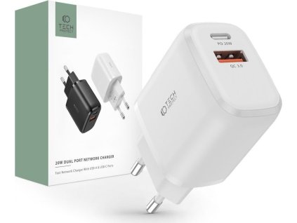 Tech-Protect Rychlá nabíječka do sítě - Tech-Protect, PD20W/QC3.0 White