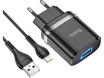 Hoco Nabíjecí AC adaptér pro iPhone a iPad - Hoco, N1 Ardent Black + Lightning kabel