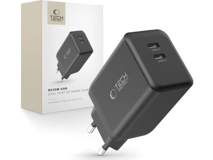 Tech-Protect Rychlá nabíječka do sítě - Tech-Protect, NC45W-GAN PD45W Black