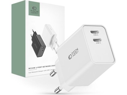 Tech-Protect Rychlá USB-C nabíječka do sítě - Tech-Protect, C35W PD35W White