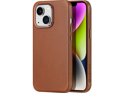DuxDucis Kožený kryt na iPhone 14 - DuxDucis, Naples with MagSafe Brown
