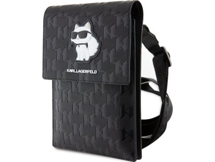 Karl Lagerfeld Univerzální pouzdro / taška s kapsou na mobil - Karl Lagerfeld, Saffiano Monogram Choupette NFT Wallet Black KLWBSAKHPCK